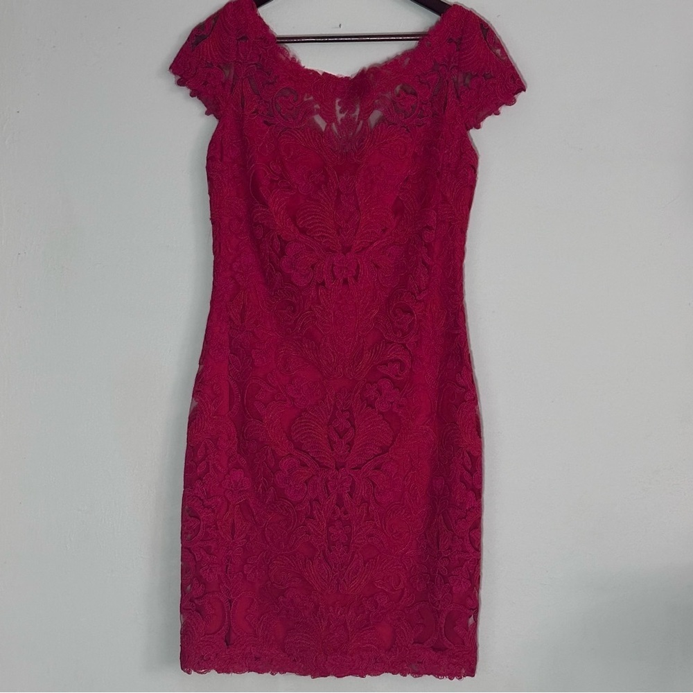 Tadashi Shoji | Red Lace Sheath Dress | Size 10